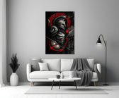 Spartan Warrior with Spears Red Greek Key Glass Wall Art