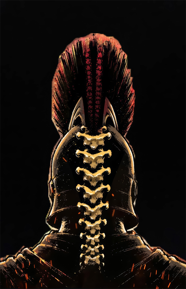 Spartan Helmet Spine Crest Dark Glass Wall Art