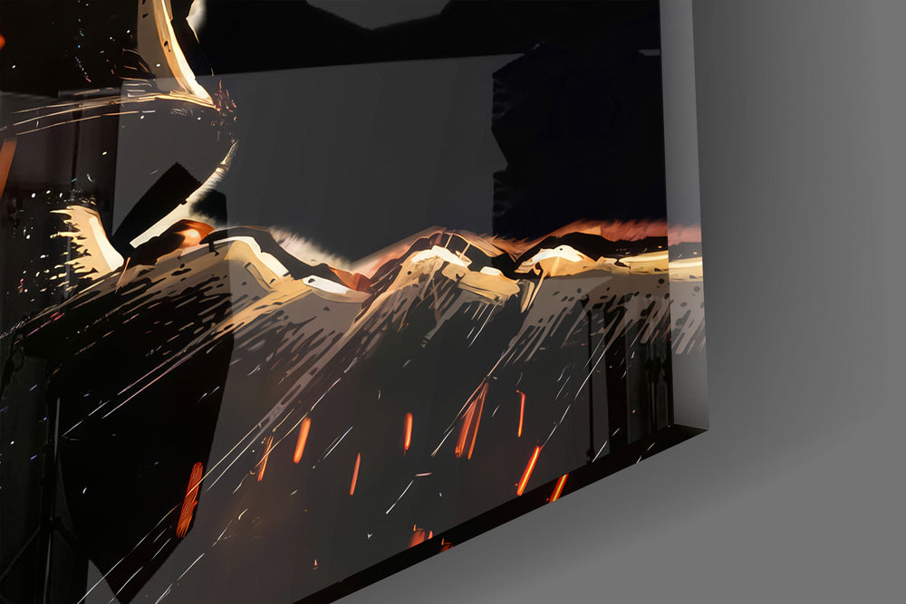 Spartan Helmet Spine Crest Dark Glass Wall Art