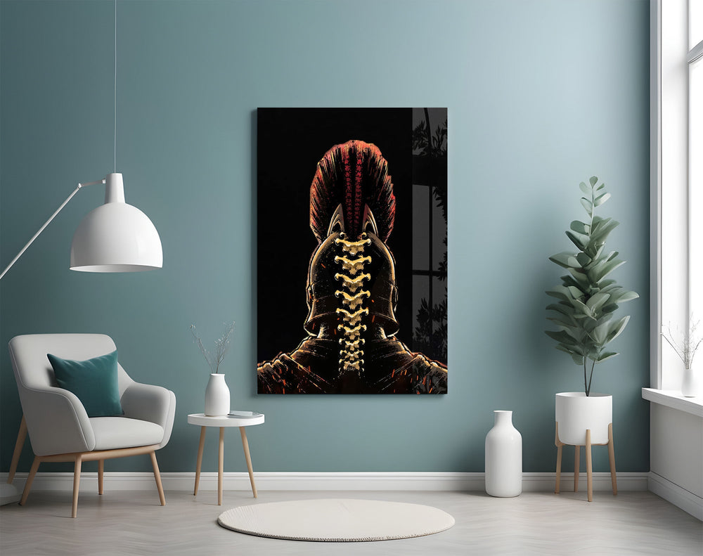 Spartan Helmet Spine Crest Dark Glass Wall Art