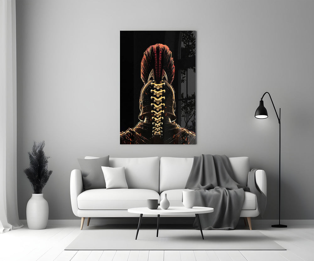 Spartan Helmet Spine Crest Dark Glass Wall Art