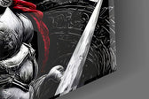 Spartan Warrior Red Cloak Silver Armour Glass Wall Art