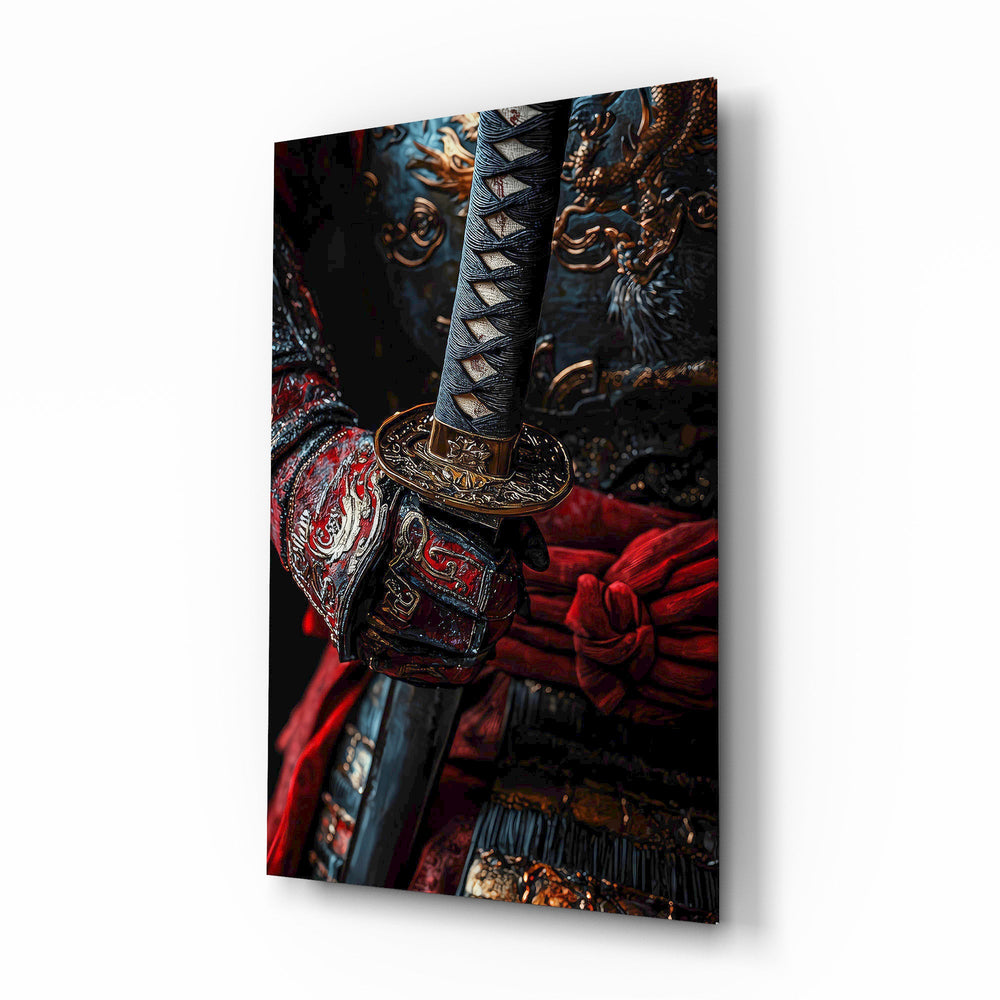 Samurai Katana Hilt and Armour Detail Glass Wall Art
