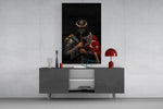 Turkic Warrior with Axe and Flag Glass Wall Art