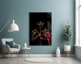 Turkic Warrior with Axe and Flag Glass Wall Art