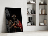 Turkic Warrior with Axe and Flag Glass Wall Art