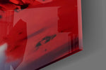 Cloud Crescent and Red Mountain Flag Surreal Glass Wall Art