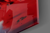 Cloud Crescent and Red Mountain Flag Surreal Glass Wall Art
