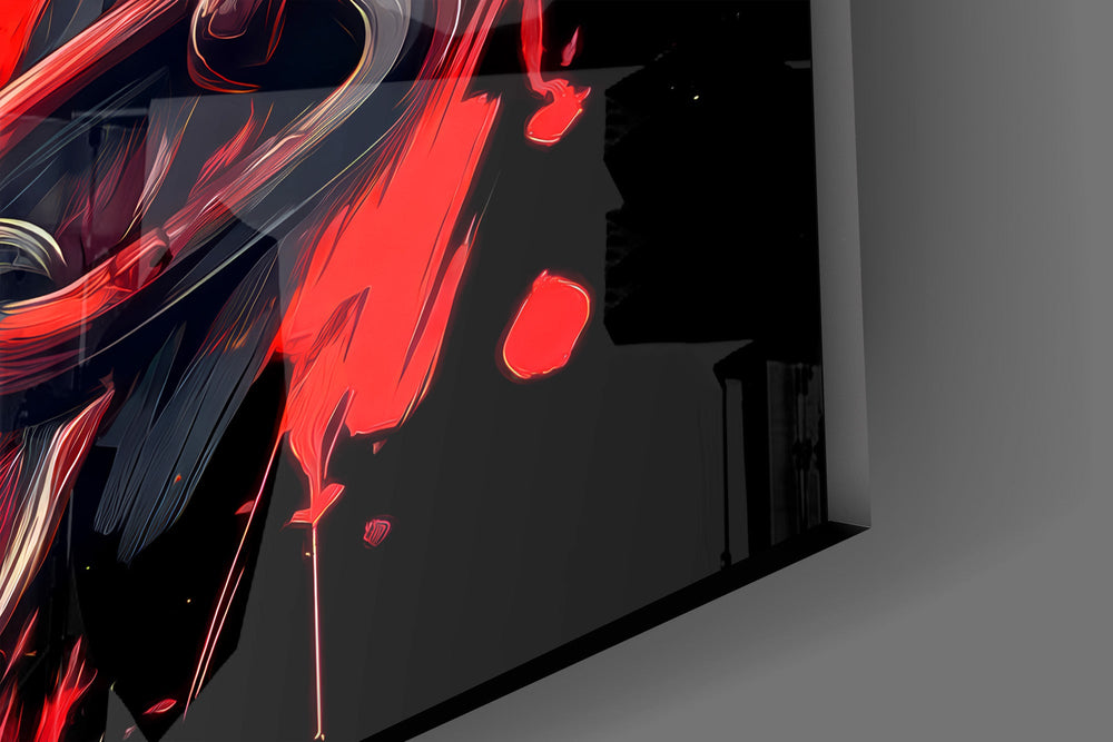 Roaring Tiger with Chained Sword Glass Wall Art