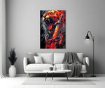 Roaring Tiger with Chained Sword Glass Wall Art