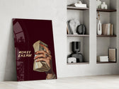 Money Energy Hand with Cash Typography Glass Wall Art