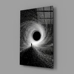 Lone Figure Before the Black Hole Glass Wall Art