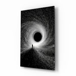 Lone Figure Before the Black Hole Glass Wall Art
