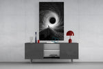 Lone Figure Before the Black Hole Glass Wall Art