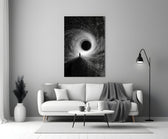 Lone Figure Before the Black Hole Glass Wall Art