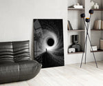 Lone Figure Before the Black Hole Glass Wall Art
