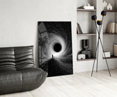 Lone Figure Before the Black Hole Glass Wall Art