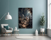 Icarus Falling Through Moonlit Clouds Glass Wall Art