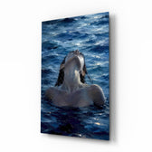 Woman Rising from the Sea Impasto Glass Wall Art