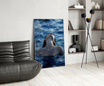 Woman Rising from the Sea Impasto Glass Wall Art