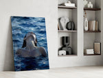Woman Rising from the Sea Impasto Glass Wall Art
