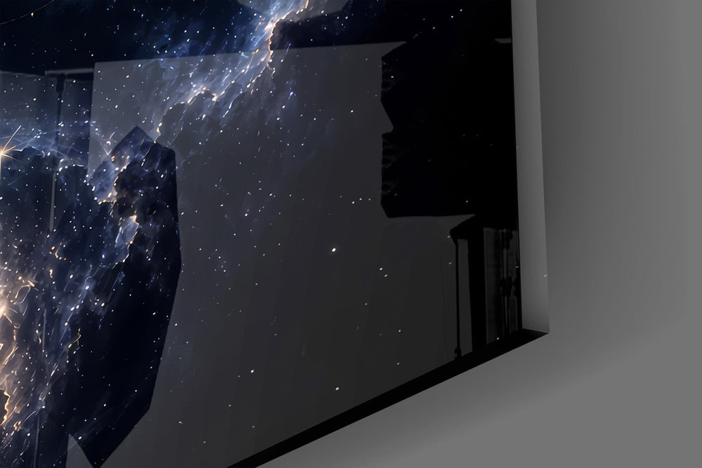 Celestial Mermaid Reaching for a Star Glass Wall Art