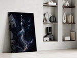 Celestial Mermaid Reaching for a Star Glass Wall Art