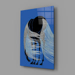 Horse with Flowing Mane Line Art on Blue Glass Wall Art