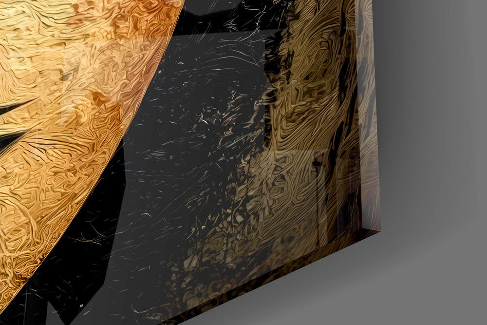 Sun and Moon Faces Cubist Textured Glass Wall Art