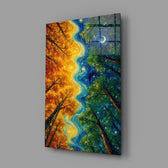 Autumn and Night Forest Swirl Post-Impressionist Glass Wall Art