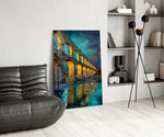 Roman Aqueduct at Dusk Impressionist Glass Wall Art