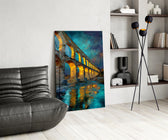 Roman Aqueduct at Dusk Impressionist Glass Wall Art