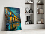 Roman Aqueduct at Dusk Impressionist Glass Wall Art