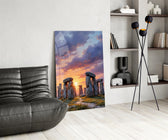 Stonehenge at Sunset Painterly Landscape Glass Wall Art