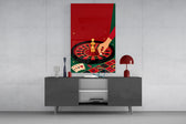 Roulette Wheel and Chess King Casino Illustration Glass Wall Art
