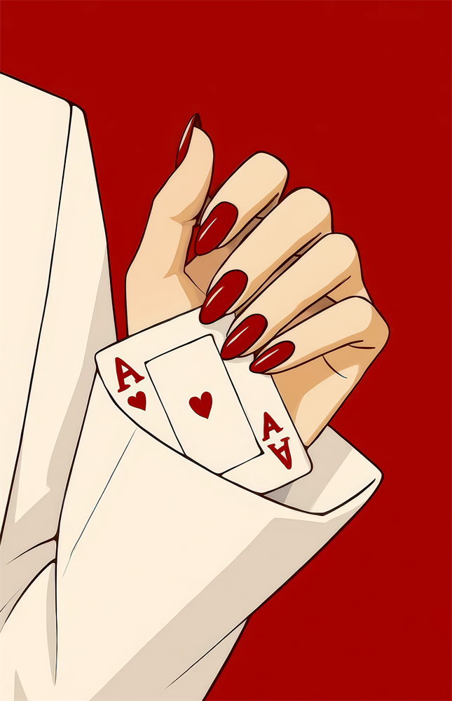 Aces Up the Sleeve Red Pop Art Glass Wall Art