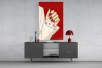 Aces Up the Sleeve Red Pop Art Glass Wall Art