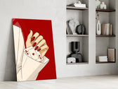Aces Up the Sleeve Red Pop Art Glass Wall Art
