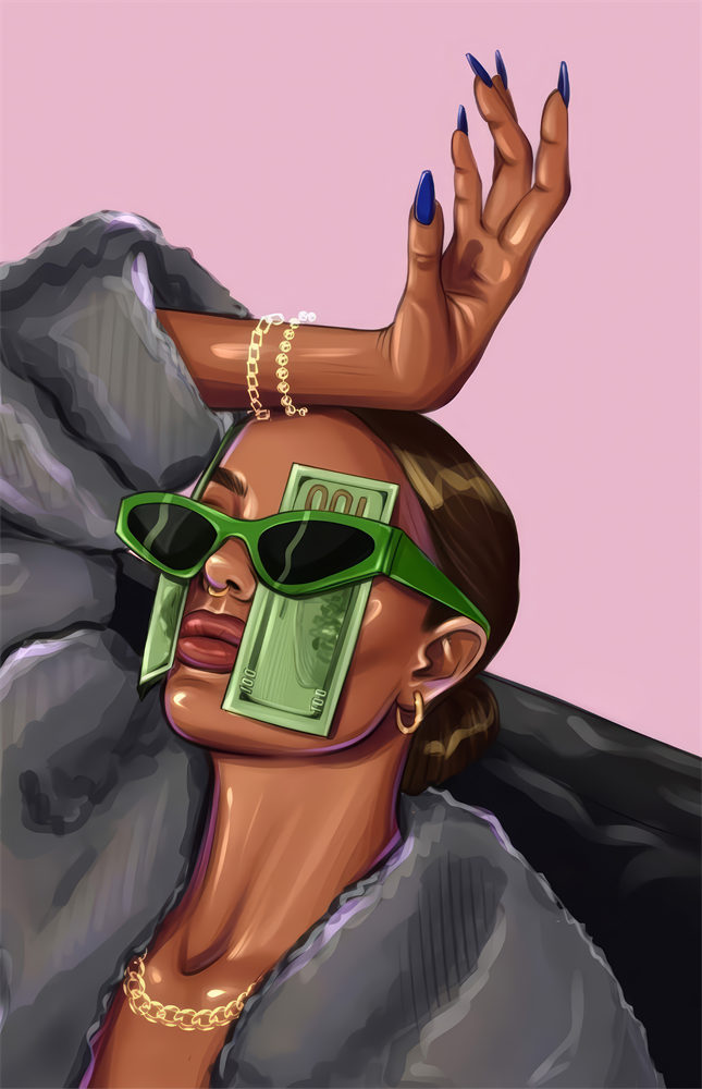 Cash Sunglasses Glam Woman Pop Art Glass Wall Art