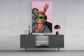 Cash Sunglasses Glam Woman Pop Art Glass Wall Art