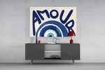 Amour Evil Eye Typography Glass Wall Art