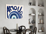 Amour Evil Eye Typography Glass Wall Art
