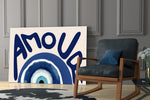Amour Evil Eye Typography Glass Wall Art