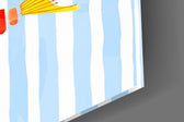 Three Striped Fish on Blue Stripes Coastal Glass Wall Art
