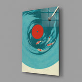 Vinyl Record Koi Pond Surreal Glass Wall Art