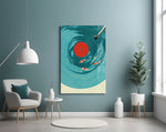 Vinyl Record Koi Pond Surreal Glass Wall Art