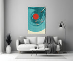 Vinyl Record Koi Pond Surreal Glass Wall Art