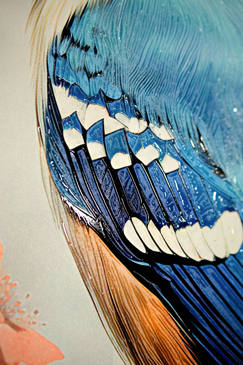Haptic Print Example Sapphire Songbird — Haptic 3D Embossed + High-Gloss Lacquer Print ...