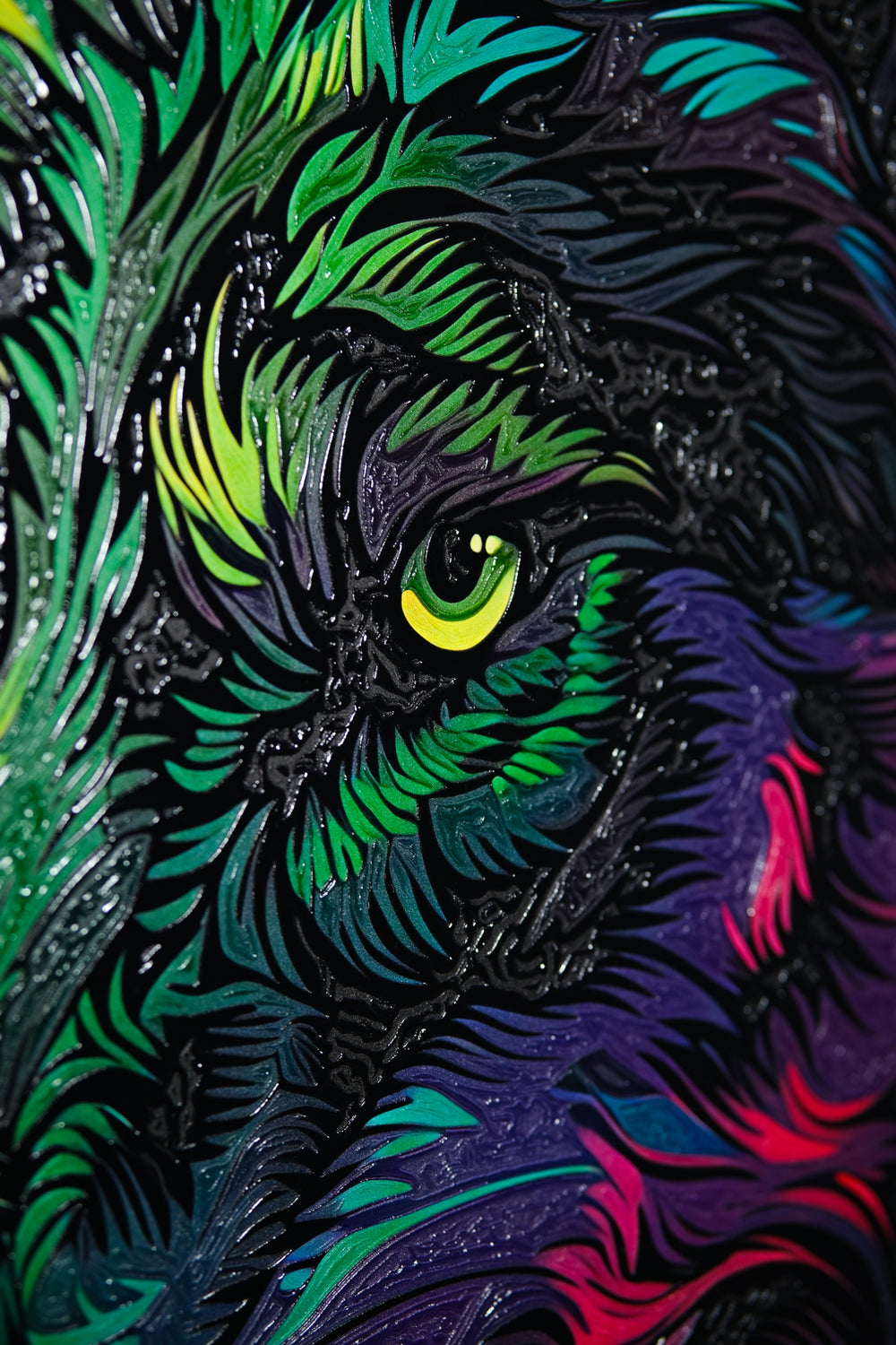 Neon Canopy Alpha — Impresión háptica con relieve 3D + laca de alto brillo