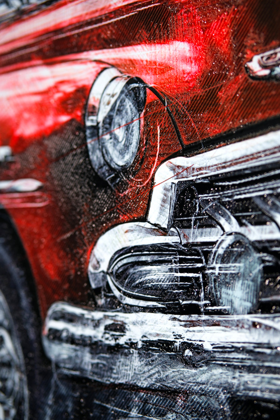 Crimson Chrome Classic — Haptic 3D Embossed + Gloss Lacquer Print